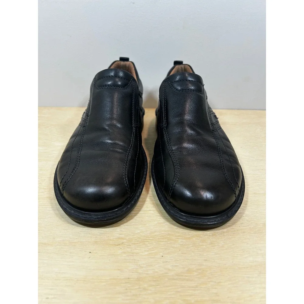 ECCO Mens Black Leather Slip On Loafers Bicycle Toe Dress Shoes Size 42 US 8-8.5